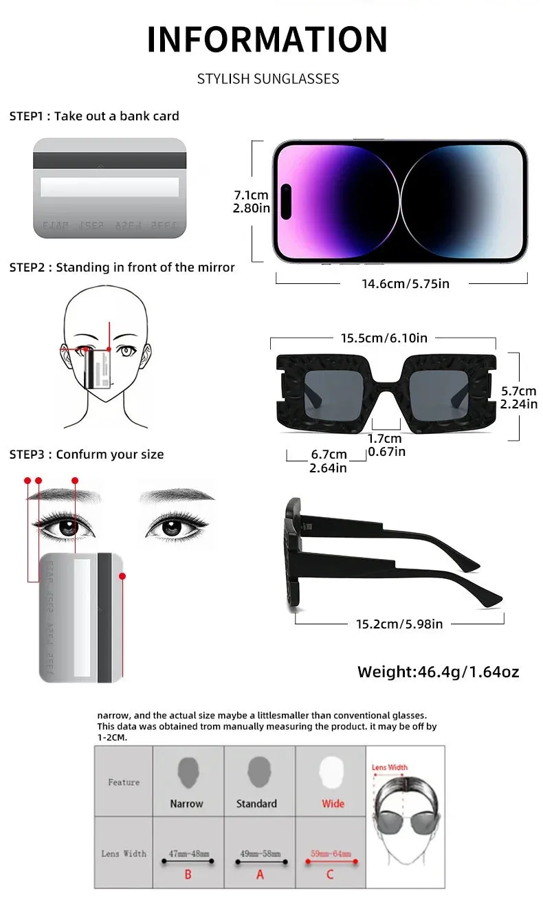 New Square Women Steampunk Sunglasses Concave Convex Frame Luxury Y2K Shades UV400 Fashion Brand Designer Men Sun Glasses