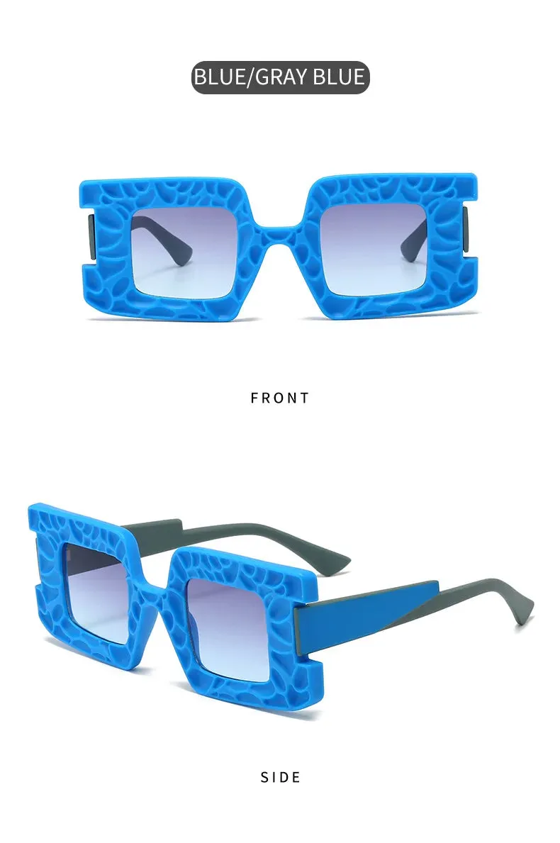 New Square Women Steampunk Sunglasses Concave Convex Frame Luxury Y2K Shades UV400 Fashion Brand Designer Men Sun Glasses