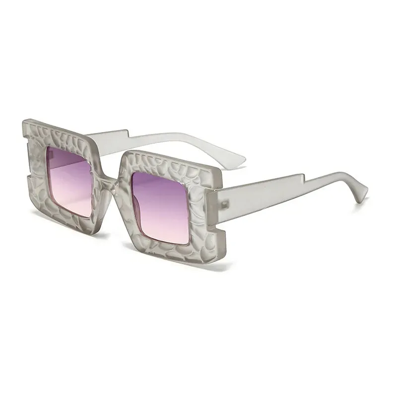 New Square Women Steampunk Sunglasses Concave Convex Frame Luxury Y2K Shades UV400 Fashion Brand Designer Men Sun Glasses