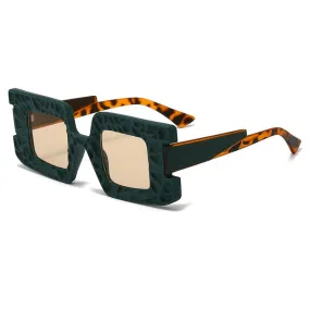 New Square Women Steampunk Sunglasses Concave Convex Frame Luxury Y2K Shades UV400 Fashion Brand Designer Men Sun Glasses