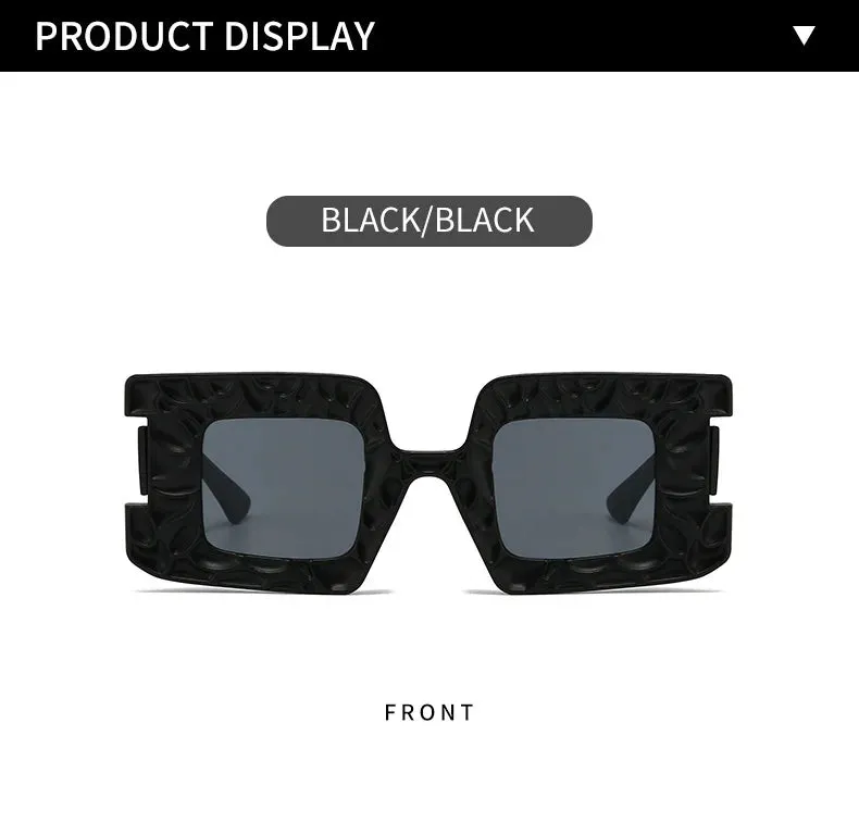 New Square Women Steampunk Sunglasses Concave Convex Frame Luxury Y2K Shades UV400 Fashion Brand Designer Men Sun Glasses