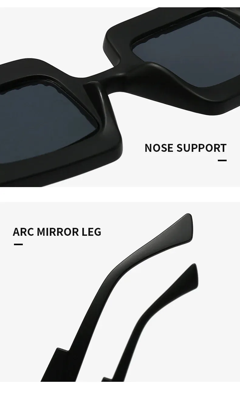 New Square Women Steampunk Sunglasses Concave Convex Frame Luxury Y2K Shades UV400 Fashion Brand Designer Men Sun Glasses