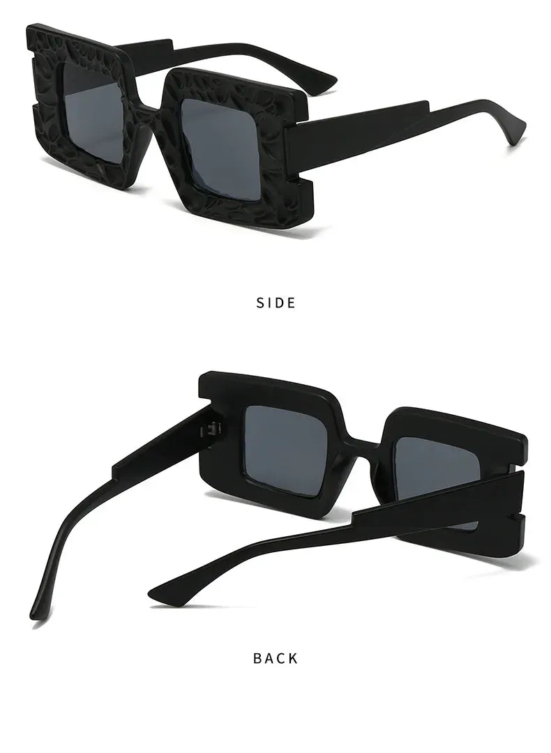 New Square Women Steampunk Sunglasses Concave Convex Frame Luxury Y2K Shades UV400 Fashion Brand Designer Men Sun Glasses