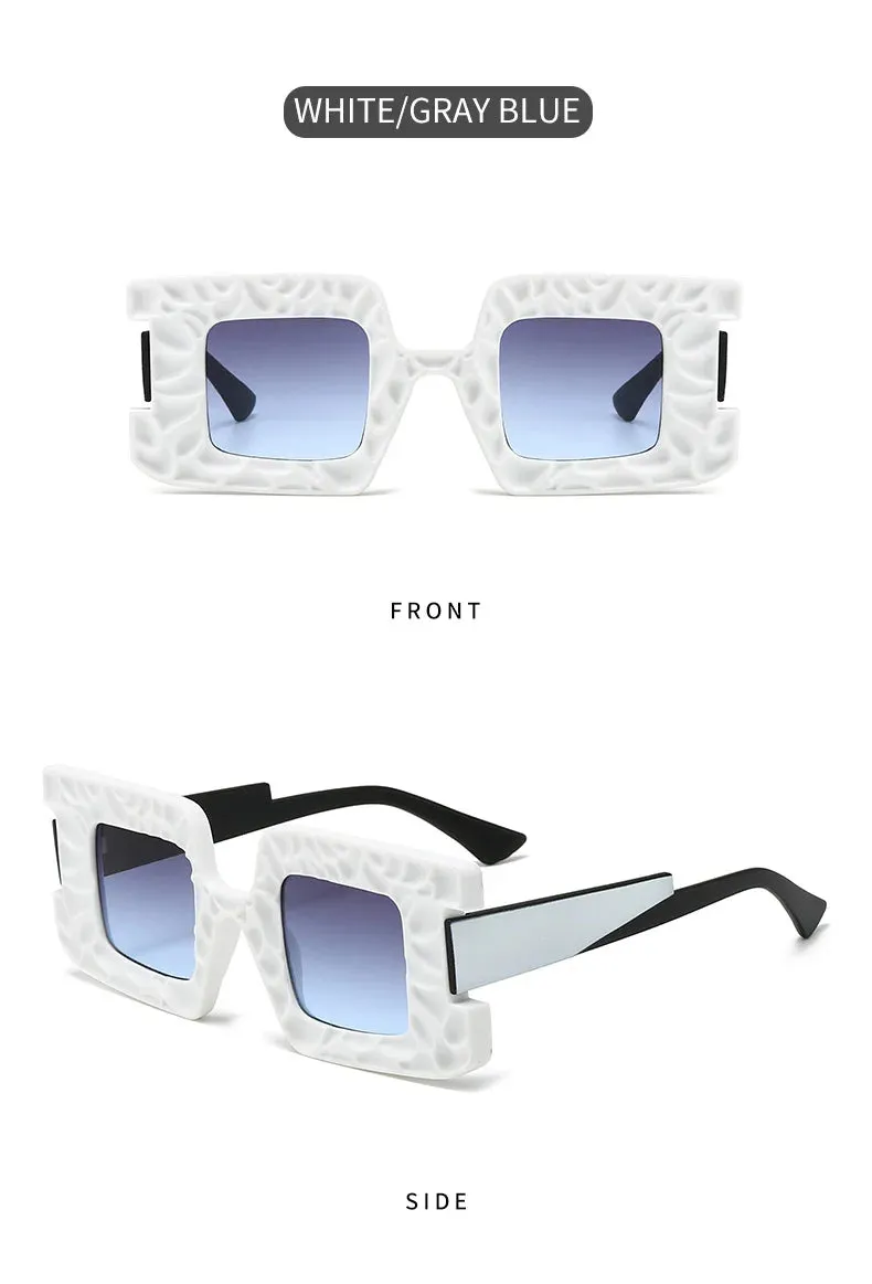 New Square Women Steampunk Sunglasses Concave Convex Frame Luxury Y2K Shades UV400 Fashion Brand Designer Men Sun Glasses