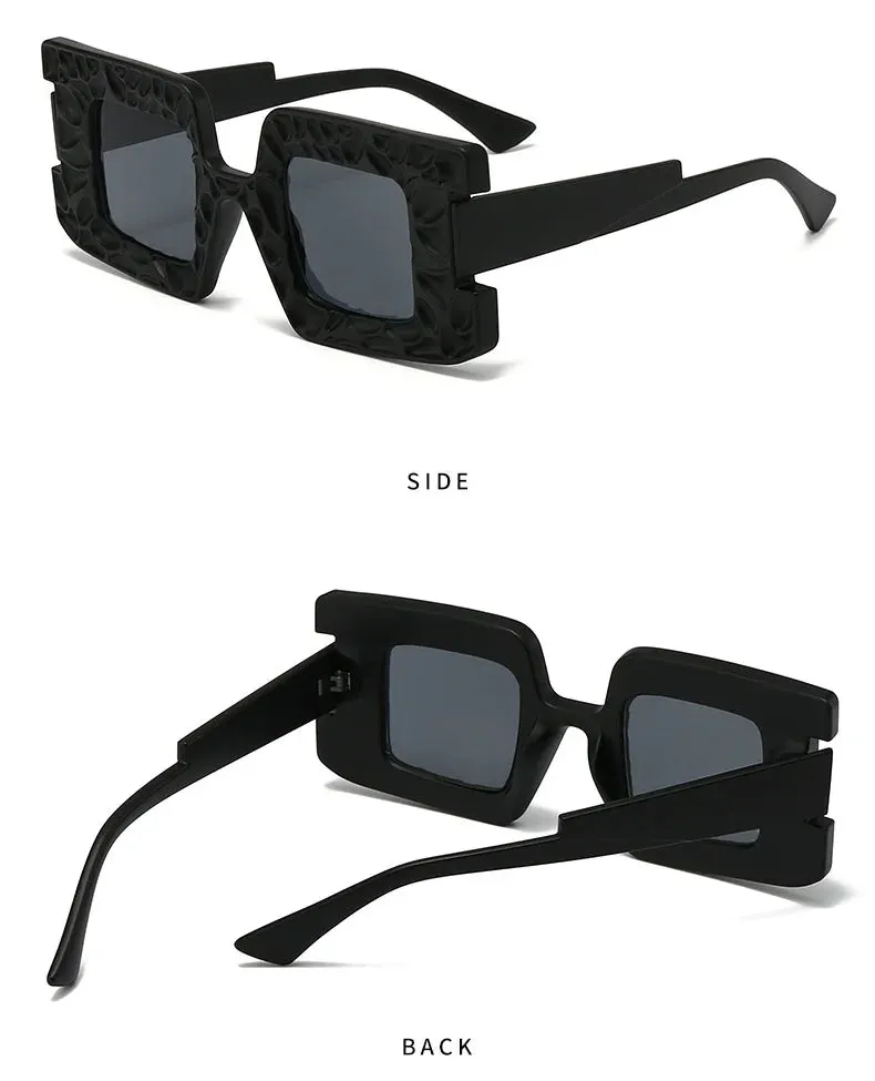 New Square Women Steampunk Sunglasses Concave Convex Frame Luxury Y2K Shades UV400 Fashion Brand Designer Men Sun Glasses