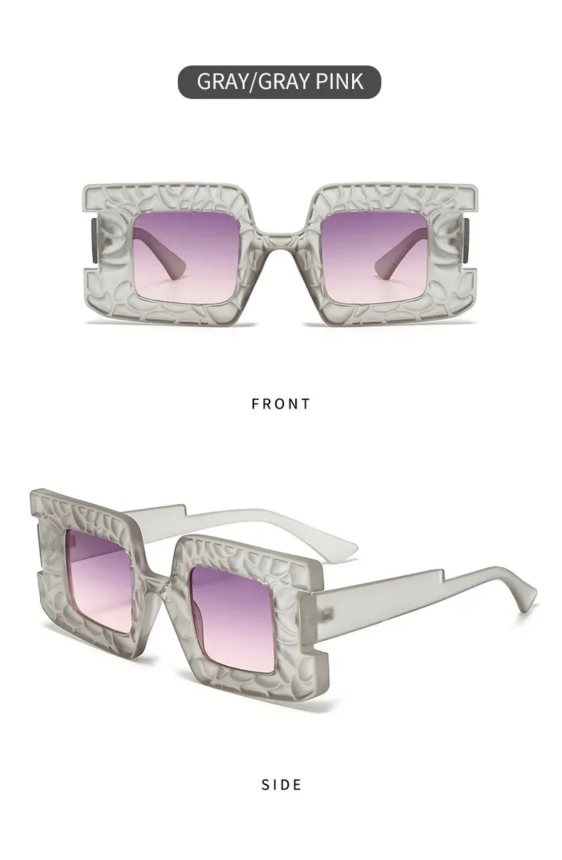 New Square Women Steampunk Sunglasses Concave Convex Frame Luxury Y2K Shades UV400 Fashion Brand Designer Men Sun Glasses
