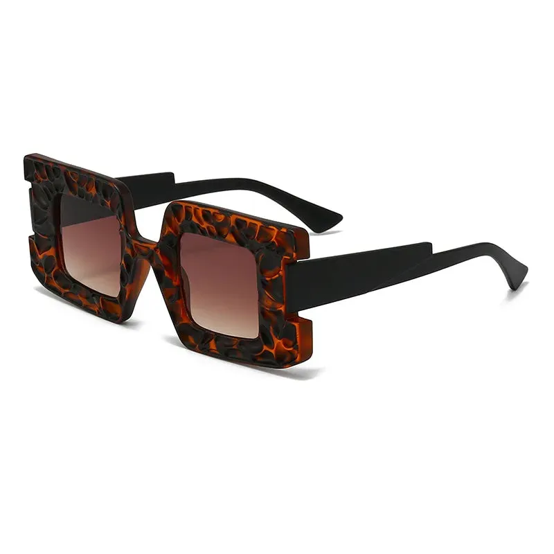 New Square Women Steampunk Sunglasses Concave Convex Frame Luxury Y2K Shades UV400 Fashion Brand Designer Men Sun Glasses