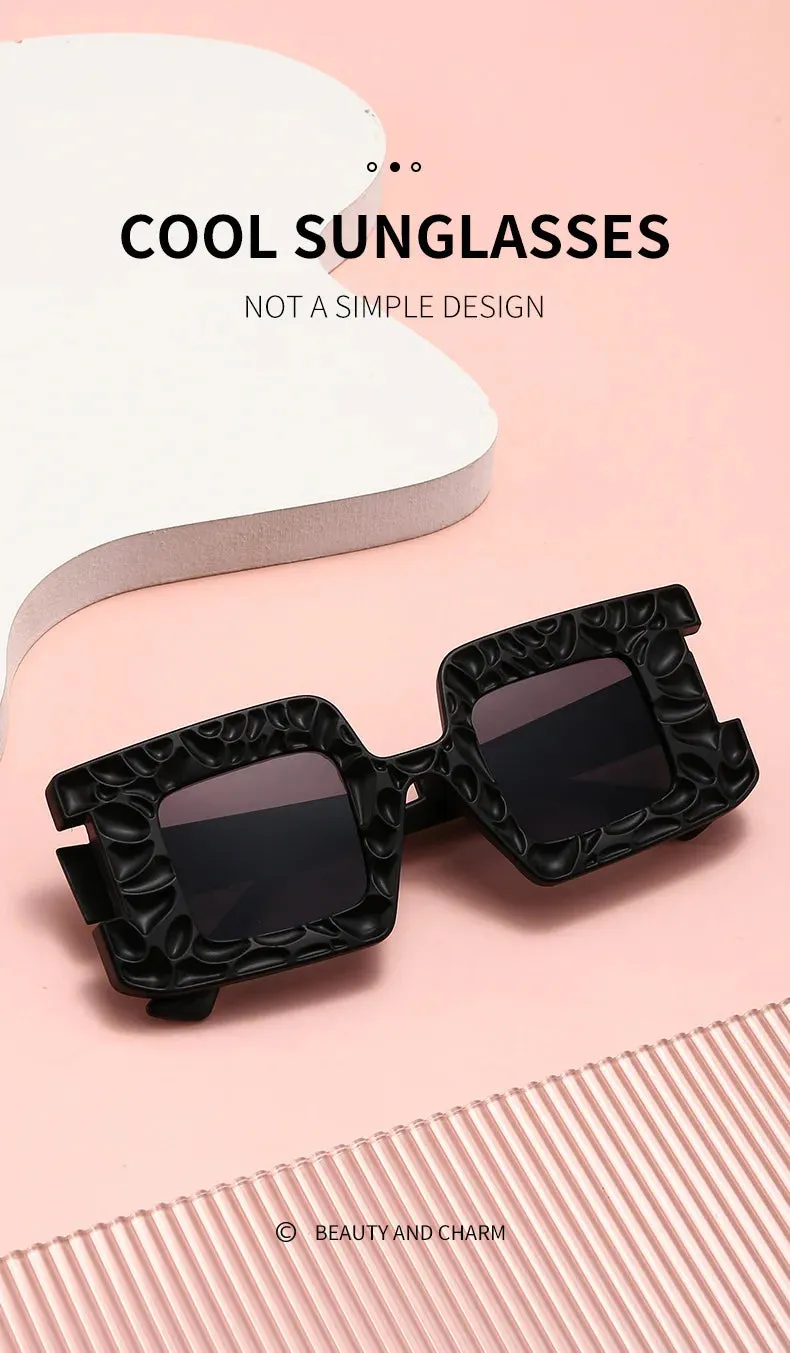 New Square Women Steampunk Sunglasses Concave Convex Frame Luxury Y2K Shades UV400 Fashion Brand Designer Men Sun Glasses