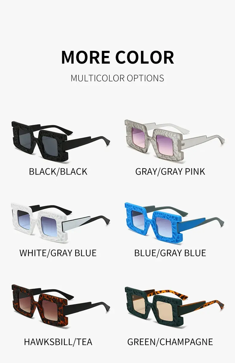 New Square Women Steampunk Sunglasses Concave Convex Frame Luxury Y2K Shades UV400 Fashion Brand Designer Men Sun Glasses