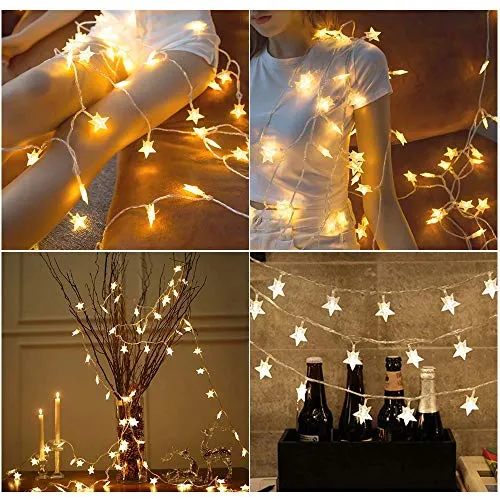 PESCA Star String Lights 20 Star Led, Decoration for Birthday, Festival, Festive Occasion, Wedding, Party for Home, Patio, Lawn, Restaurants (Warm White, 3 m)