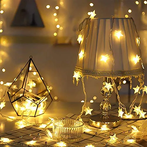 PESCA Star String Lights 20 Star Led, Decoration for Birthday, Festival, Festive Occasion, Wedding, Party for Home, Patio, Lawn, Restaurants (Warm White, 3 m)