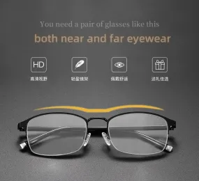 Photochromic Eyewear Multifocal Smart Zoom Sunglasses Anti-blue Light Far Sight Glasses Unisex Half Frame Presbyopia Glasses