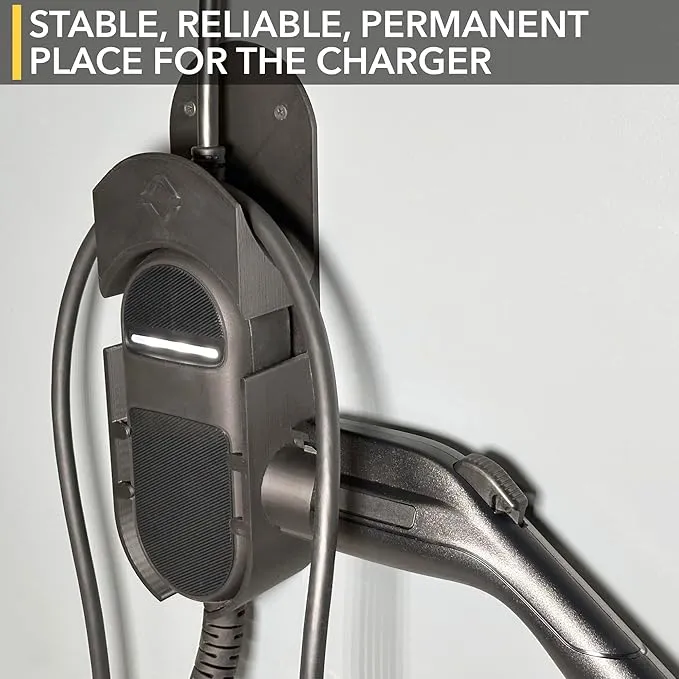 Portable Charger Wall Mount for Rivian - Cable Organizer, J1772 Connector Mount with Cord Holder & Charging Unit Bracket