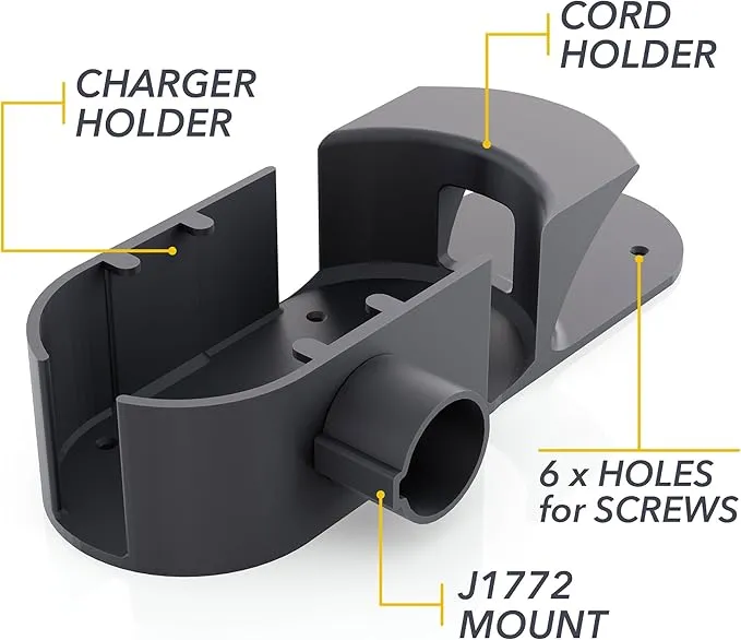 Portable Charger Wall Mount for Rivian - Cable Organizer, J1772 Connector Mount with Cord Holder & Charging Unit Bracket