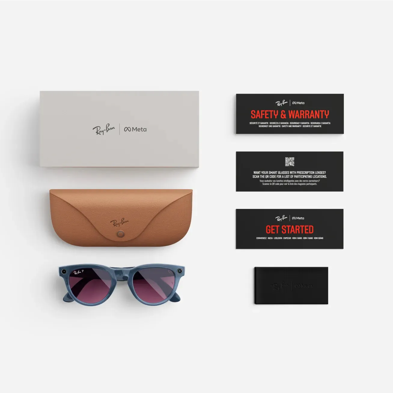 Ray-Ban Meta Headliner - (F) Shiny Jeans Transparent - (L) Dusty Red Polarised - (Standard)