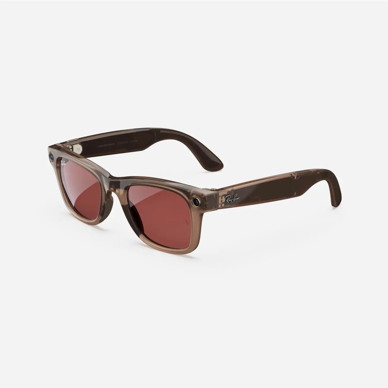 Ray-Ban Meta Wayfarer - (F) Shiny Warm Stone Transparent - (L) Watermelon Red Transitions - (Large)