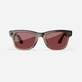 Ray-Ban Meta Wayfarer - (F) Shiny Warm Stone Transparent - (L) Watermelon Red Transitions - (Large)