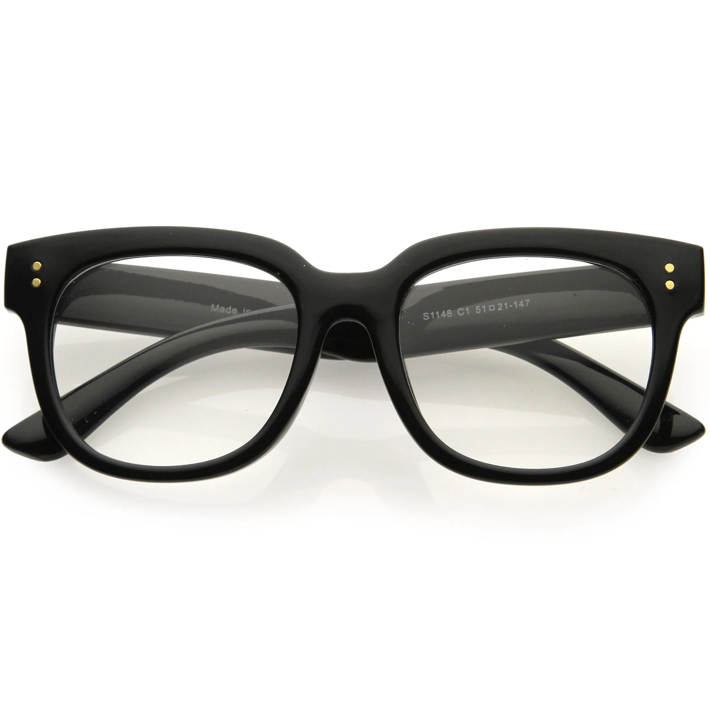 Retro Chunky Horn Rimmed Square Anti Blue Light Glasses D089