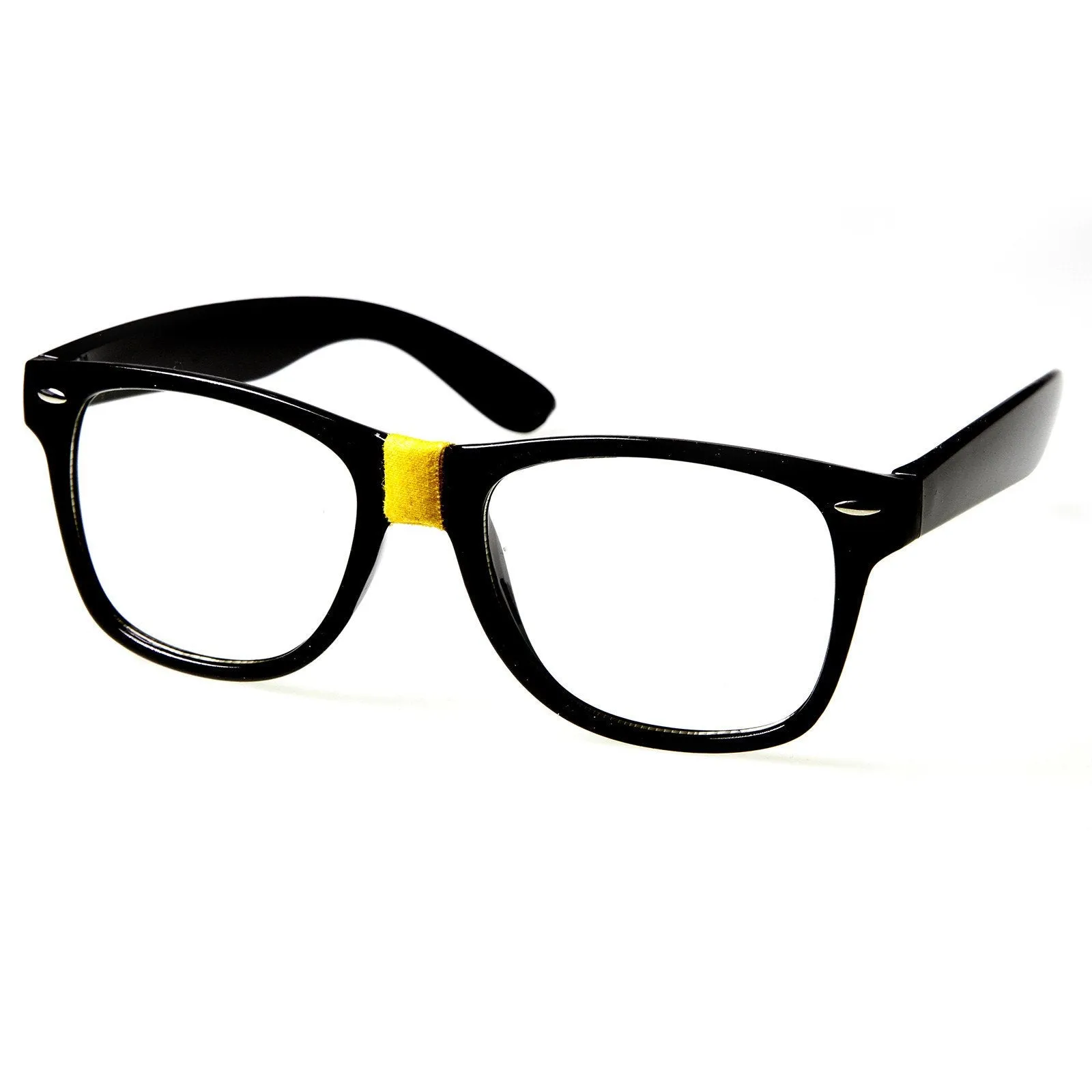 Retro Nerd Geek Color Tape Clear Lens Horned Rim Glasses 8624