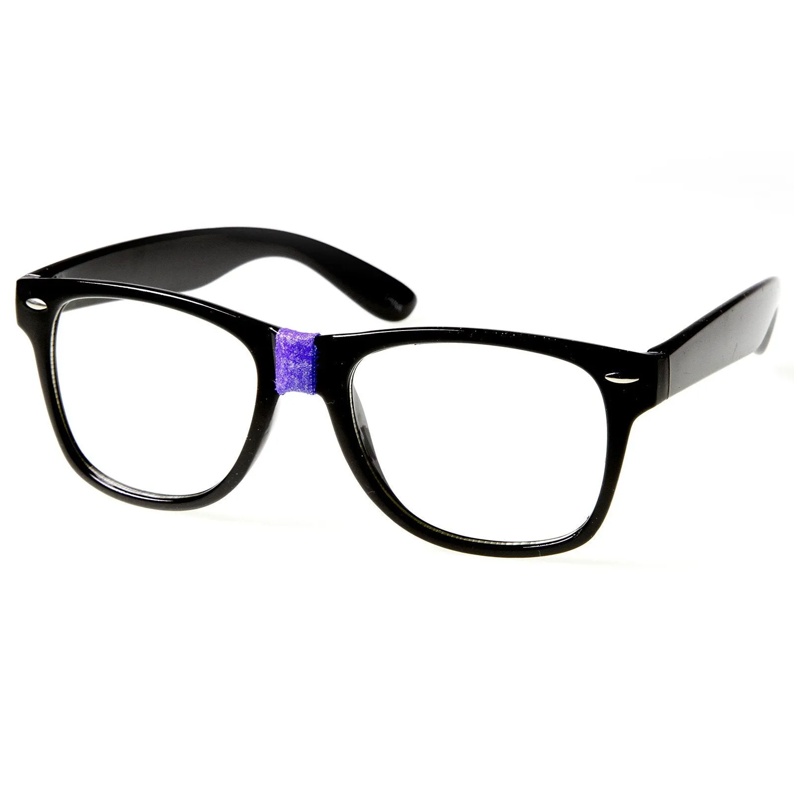 Retro Nerd Geek Color Tape Clear Lens Horned Rim Glasses 8624