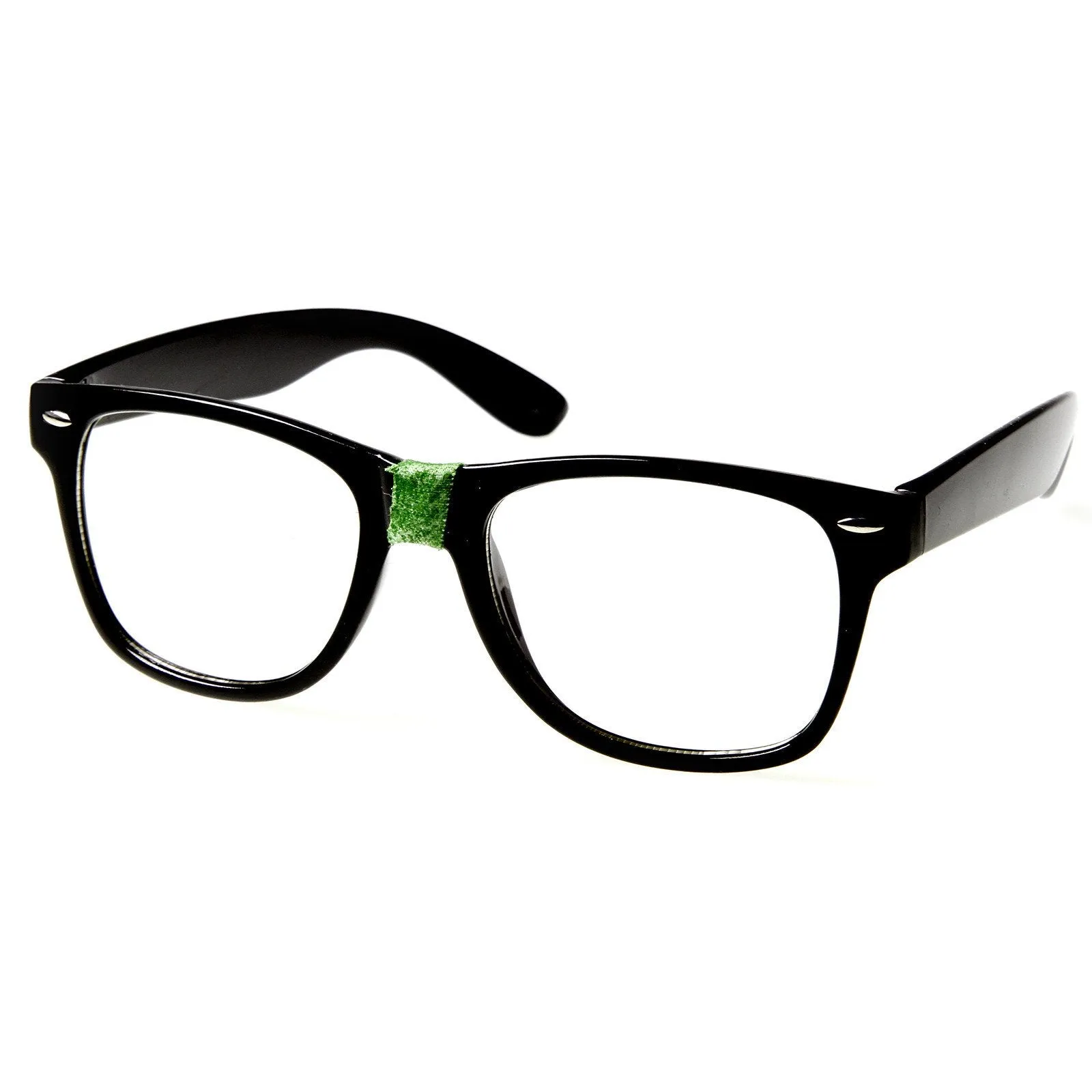 Retro Nerd Geek Color Tape Clear Lens Horned Rim Glasses 8624
