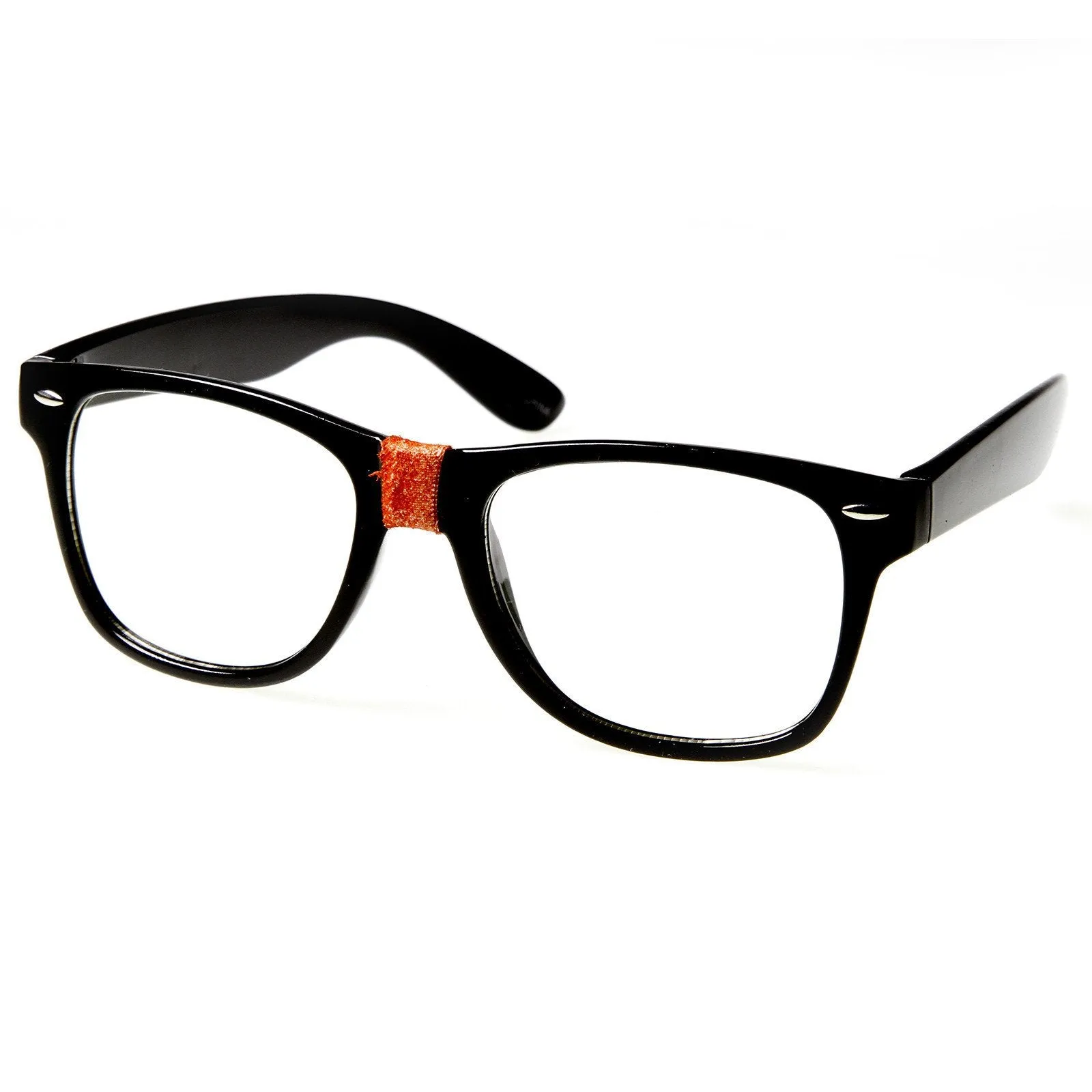 Retro Nerd Geek Color Tape Clear Lens Horned Rim Glasses 8624