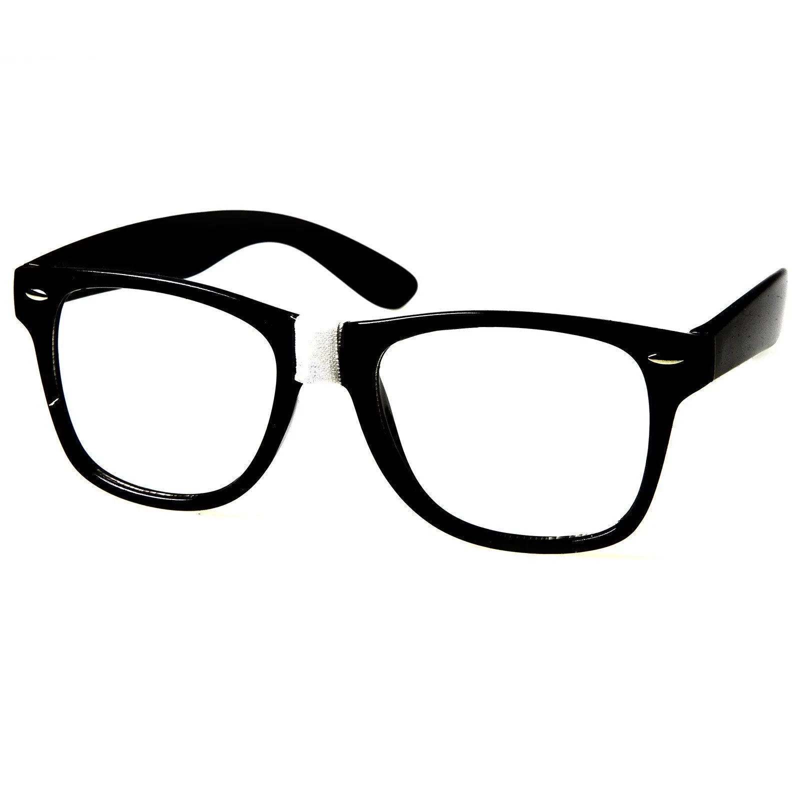 Retro Nerd Geek Color Tape Clear Lens Horned Rim Glasses 8624