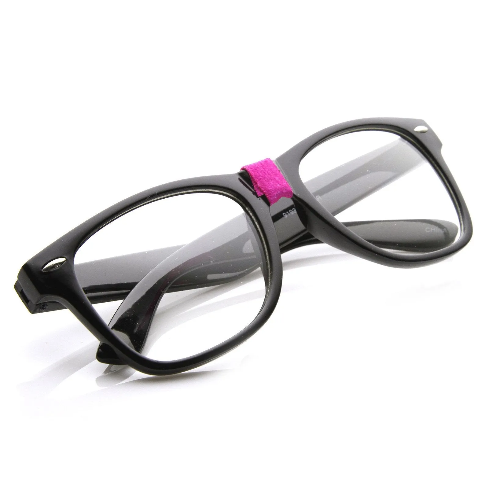 Retro Nerd Geek Color Tape Clear Lens Horned Rim Glasses 8624