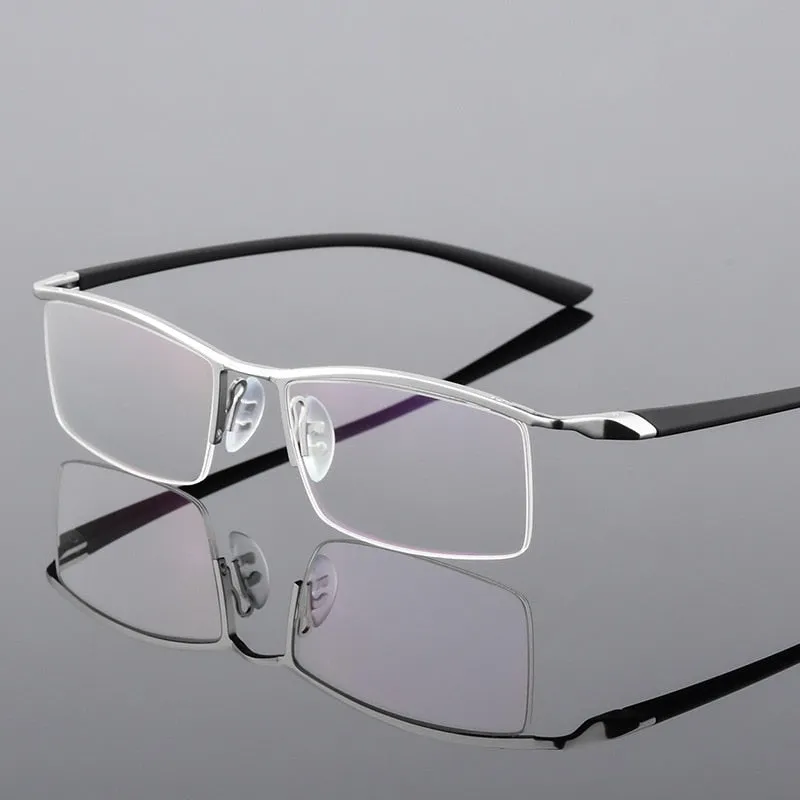 Reven Jate Men's Semi Rim Browline Alloy Eyeglasses P8190