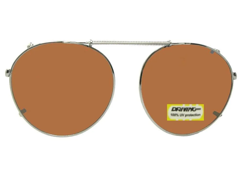 Semi Round Shape Non Polarized Amber Clip-on Sunglasses