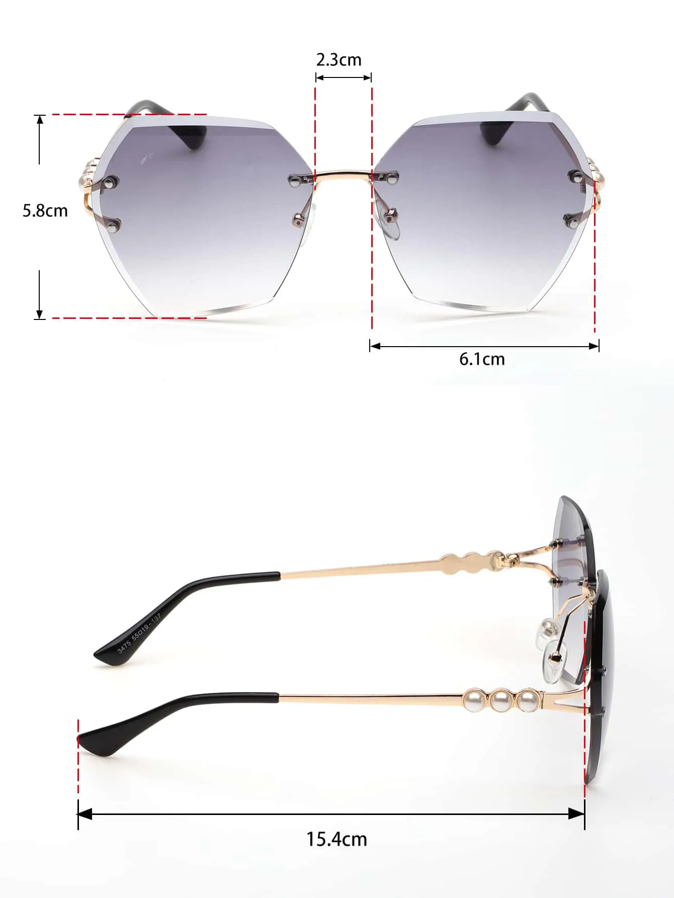 SHEIN Faux Pearl Decor Rimless Fashion Glasses