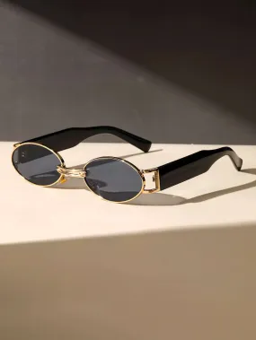 SHEIN Vintage 1pc Classic Oval Shaped Gold Frame & Tea Legs Decor Fashion Eyeglasses