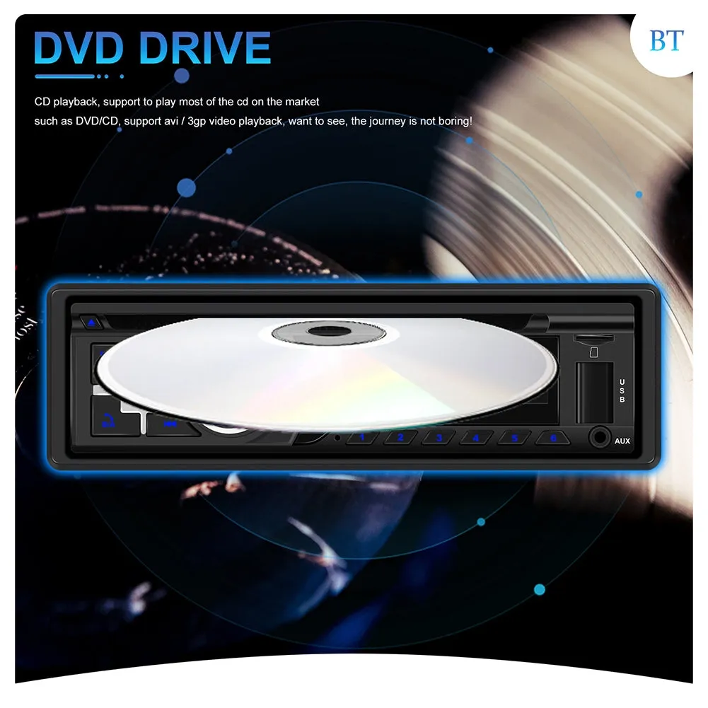 Single Din Car Stereo Dvd Player MP3 Fm/Am Radio USB/Aux/Tf Card