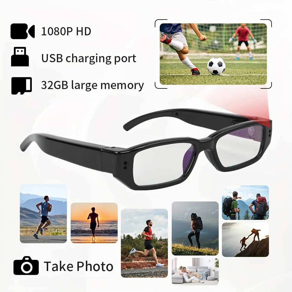 Smart Video Camera Glasses 1080P HD Camera Glasses, Sports Outdoor Glasses, Portable Camera Ultra Clear Camera Glasses With 32GB Memory Card