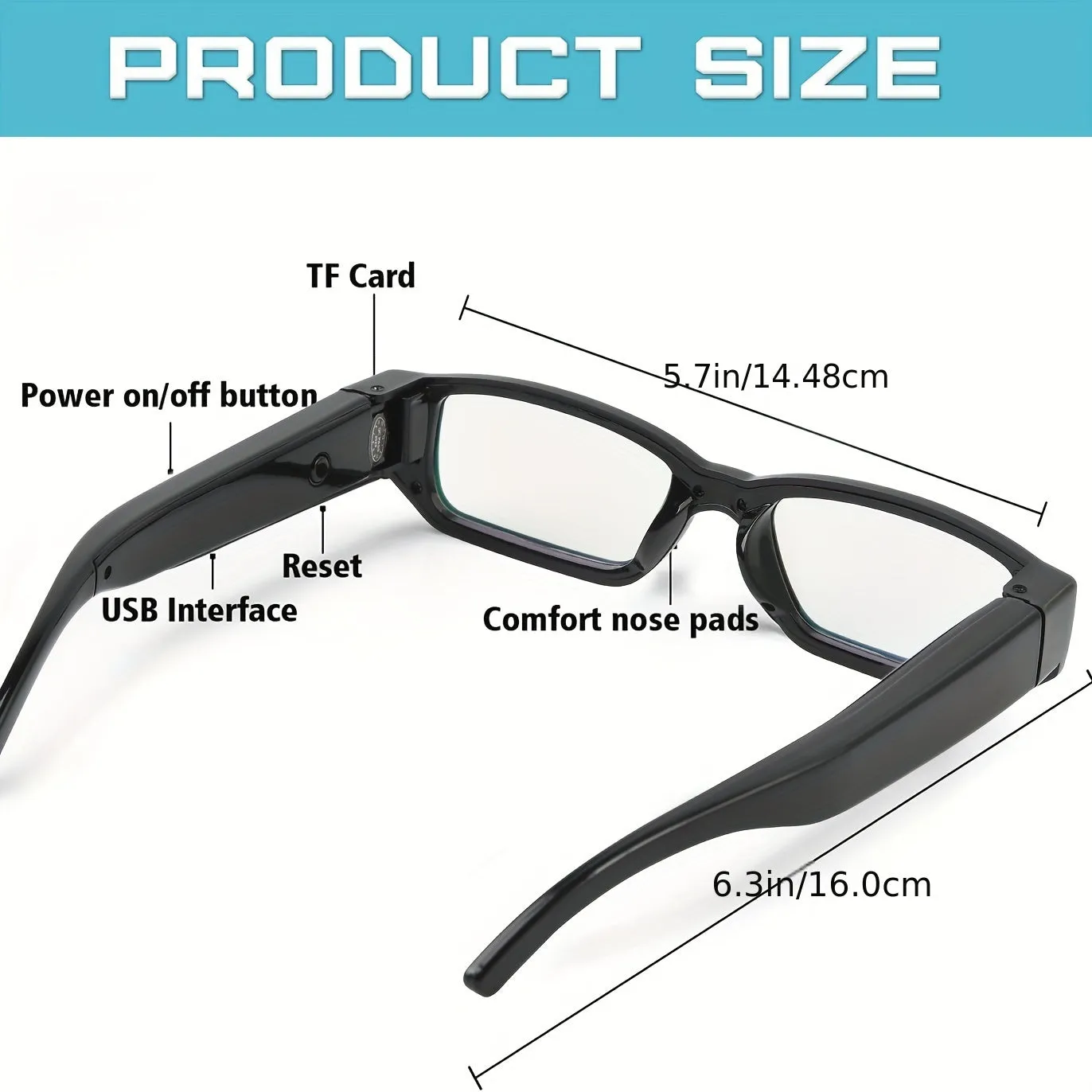 Smart Video Camera Glasses 1080P HD Camera Glasses, Sports Outdoor Glasses, Portable Camera Ultra Clear Camera Glasses With 32GB Memory Card