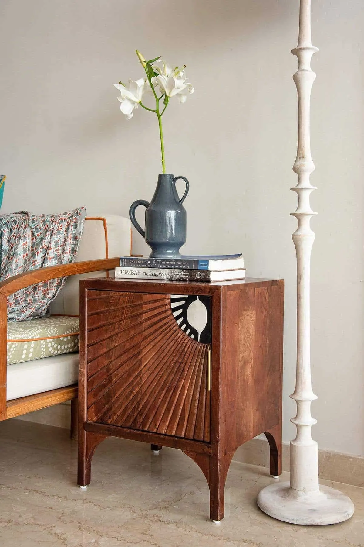 Sunburst Mango Wood Bedside Table