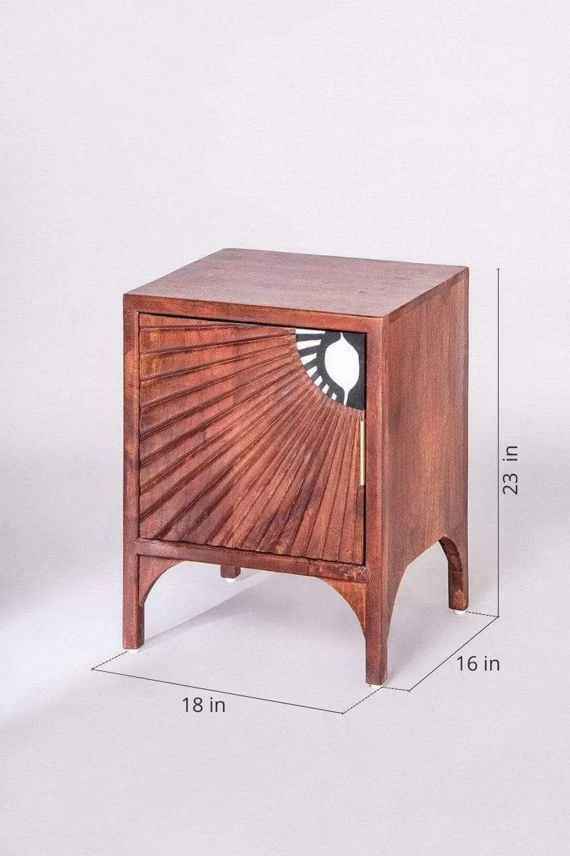 Sunburst Mango Wood Bedside Table