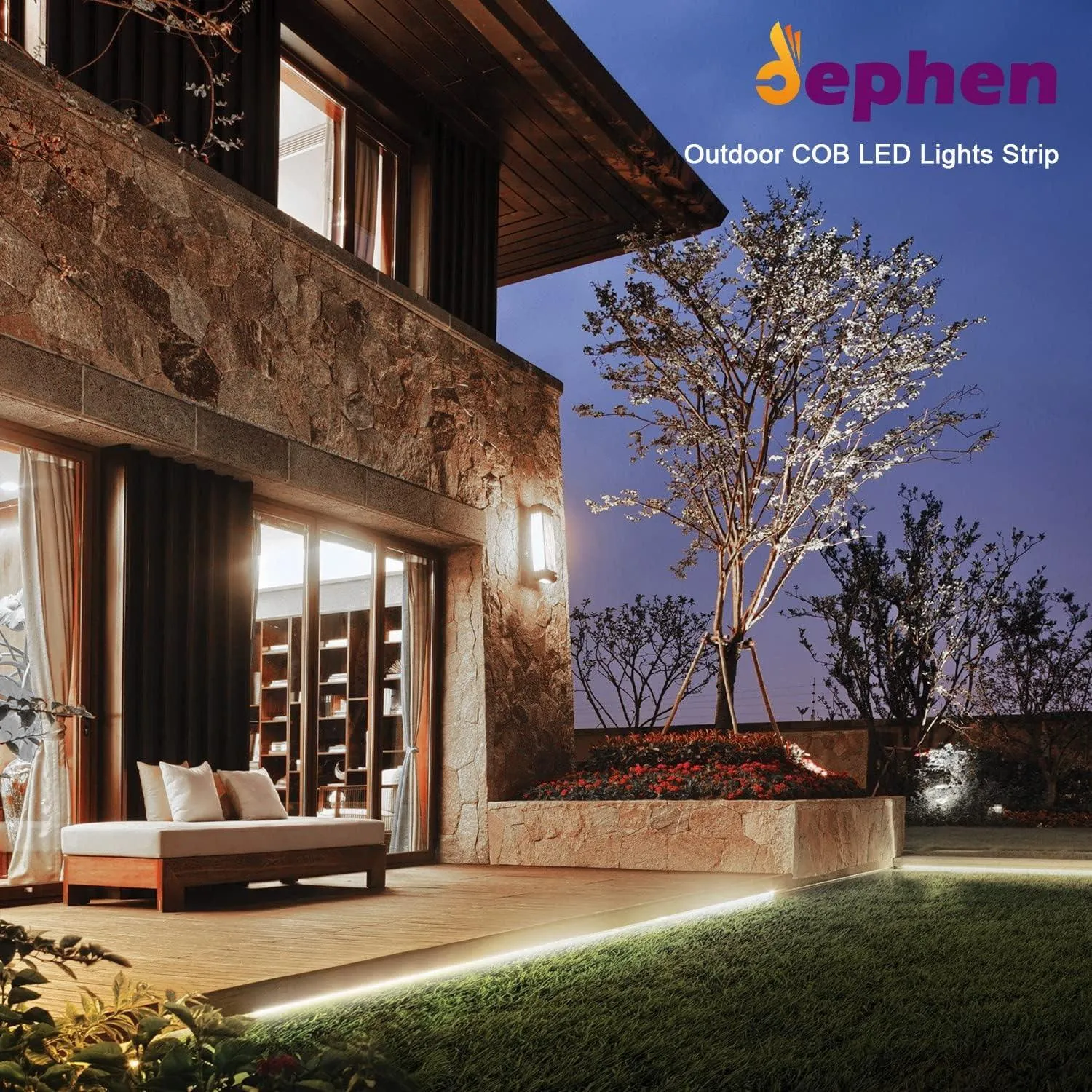 UL-Listed Outdoor LED Strip Lights, 16.4ft 5700K COB Lights Strip 528LEDS/m 24V, IP67 Waterproof