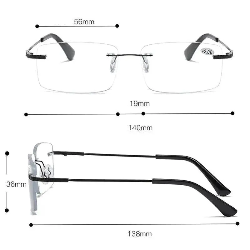 Ultra-light Anti-Blue Light Rimless Automatic Photochromic Multi-focal Reading Glasses