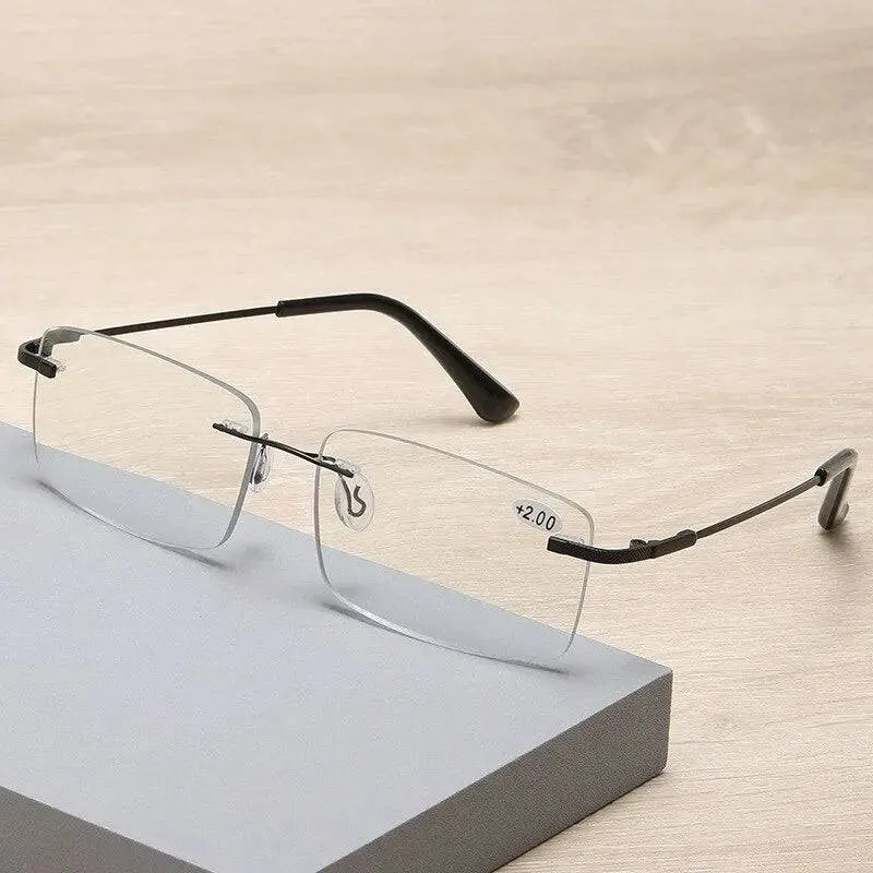 Ultra-light Anti-Blue Light Rimless Automatic Photochromic Multi-focal Reading Glasses