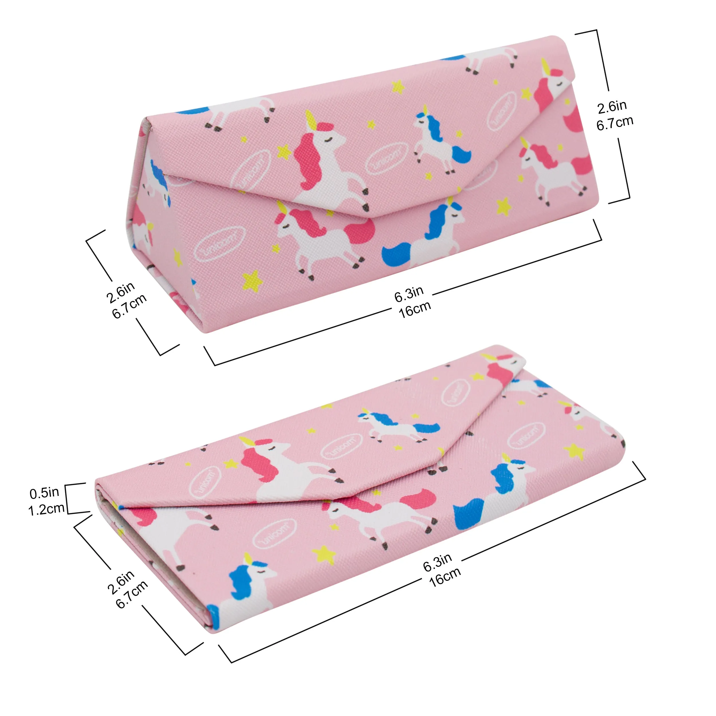 Unicorn Print Glasses Case - Vegan Leather Magic Folding Hardcase