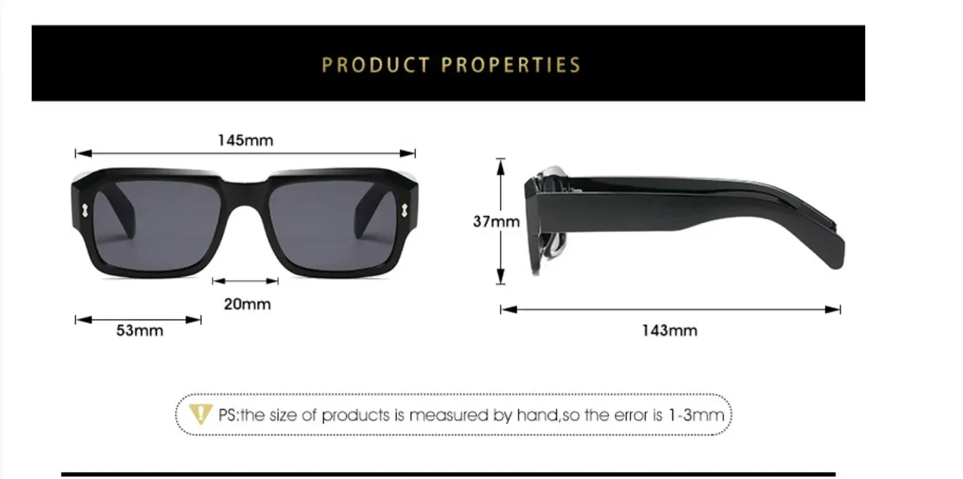 Vintage Square Sunglasses Men Women Brand Designer Sun Glasses Fashion Trendy Eyewear Black Shades Gradient Glasses UV400