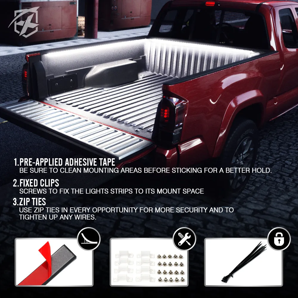 Xprite Spire 3 Series White LED Truck Bed Light Strips - 3 x 60" LED strips