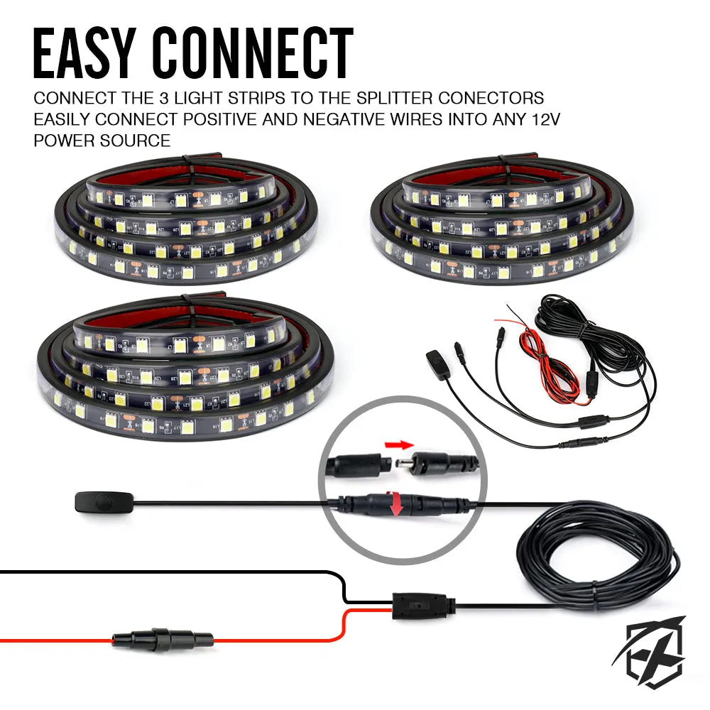 Xprite Spire 3 Series White LED Truck Bed Light Strips - 3 x 60" LED strips