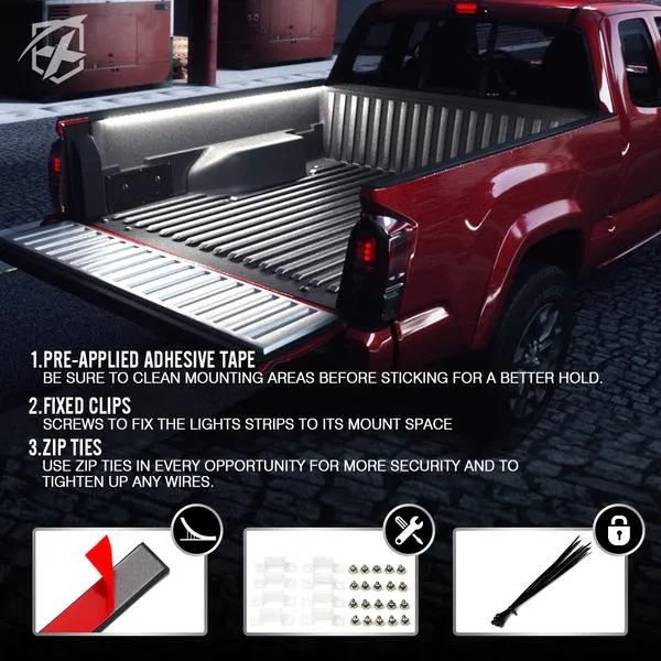 Xprite Spire Series LED Truck Bed Light Strips - Blue / Pink / Red / White