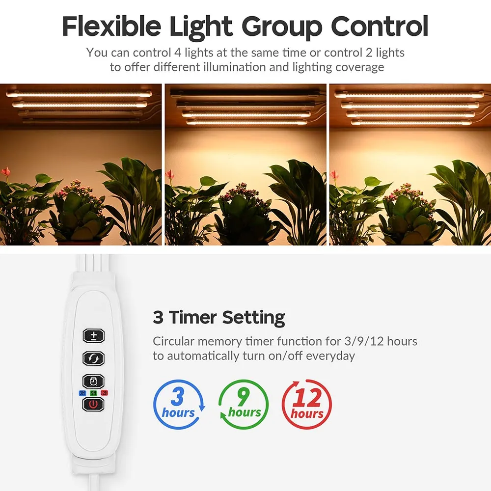 Yescom Full Spectrum Grow Light with Timer 8-Strips Indoor Growing