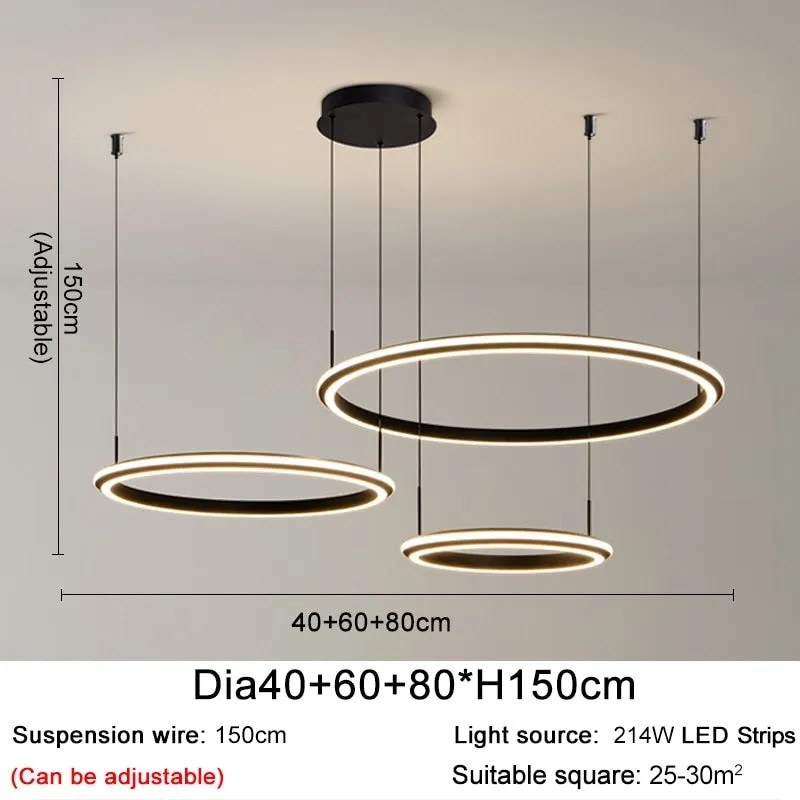 YLK Ring modern LED chandelier acrylic luxury home decor hang light fixture