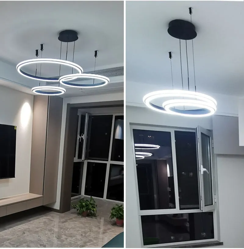 YLK Ring modern LED chandelier acrylic luxury home decor hang light fixture